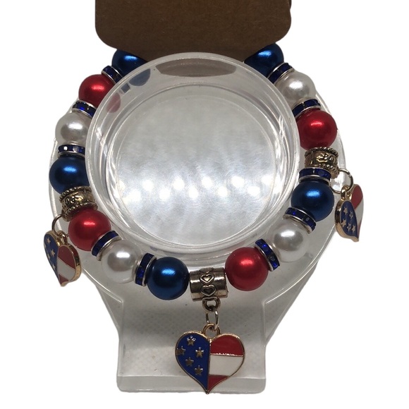 🟢 Patriotic 4th Of July Heart Charms Bracelet - Picture 9 of 16